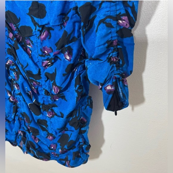 NWT Zara Dress Zara Ruched Long Sleeve Mini Dress Floral |Size XS - Picture 6 of 14